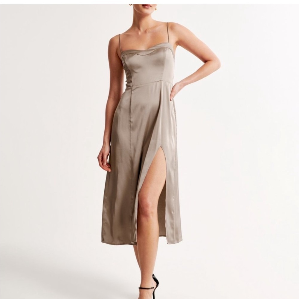 Abercrombie & Fitch Satin Midi Slit Dress